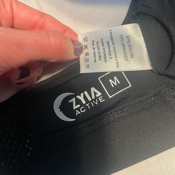 Zyia Black Grid Strappy Bra with Mesh Sz M - Picture 6 of 8